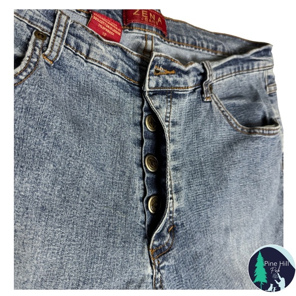 Vintage Y2K Zena Capri Jeans Womens 12 Blue Mid-rise Straight Leg Cuffed EUC - Picture 4 of 12